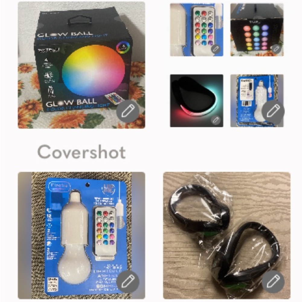 16 colors 🟢🟣Glow Ball+💡w remote NIP+2P Night LED shoe-lights